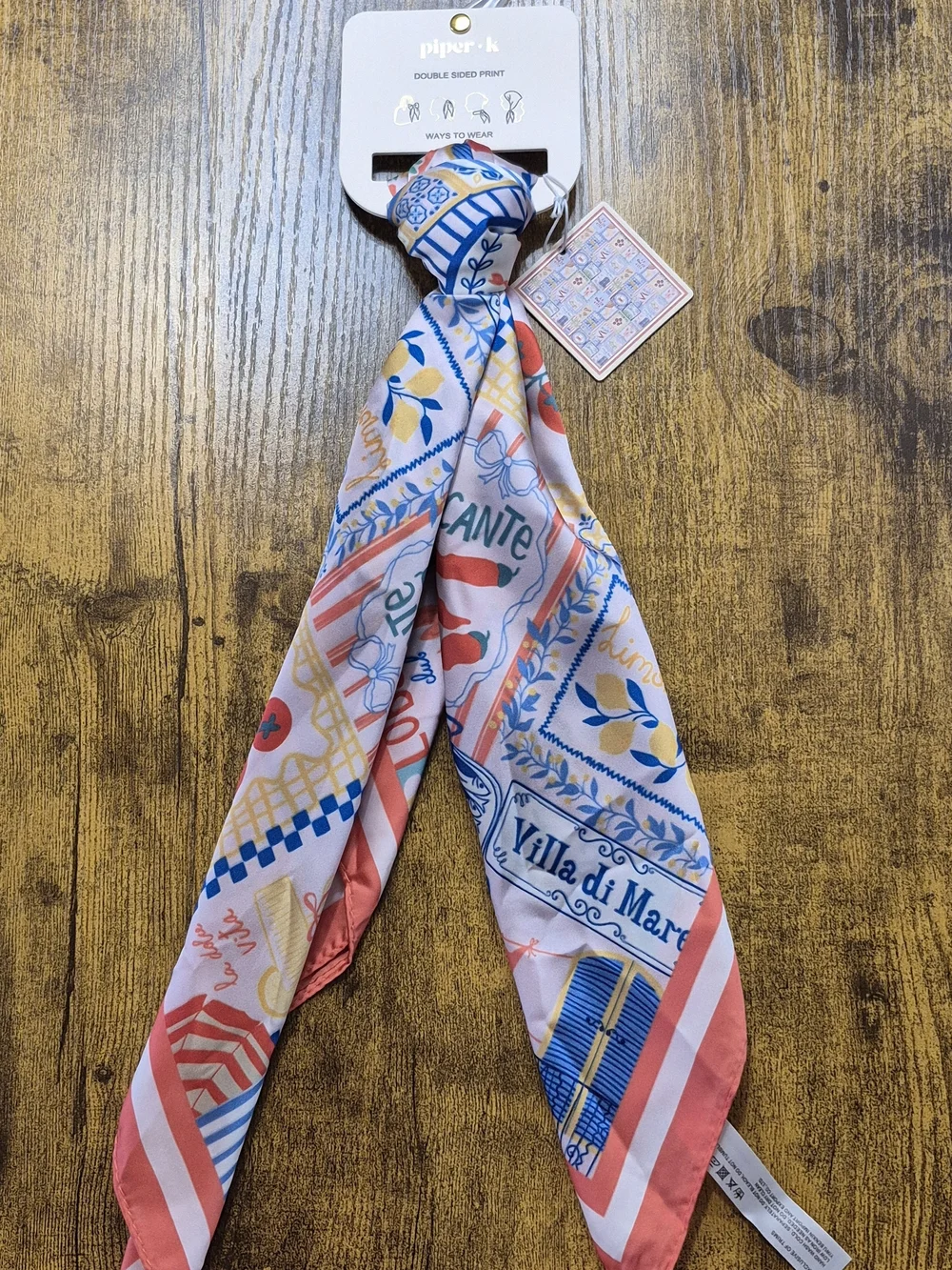 Piper K Villa di Mare Euro Summer Silk Feel Scarf NWT